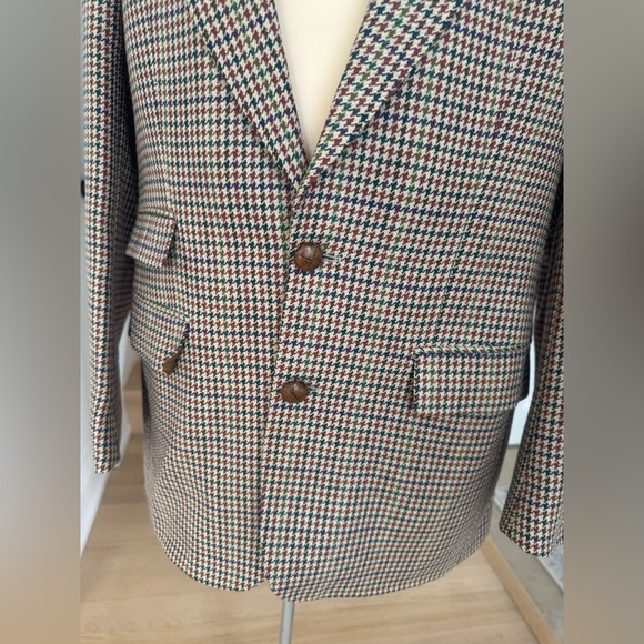 Vintage Massimo Pascali Pure New Wool Houndstooth Checkered Blazer L - Picture 4 of 11